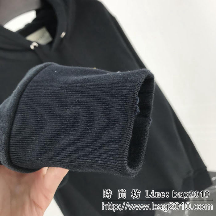 GUCCI古馳 18FW秋冬新款 OS版型 厚毛圈帽衫 做舊雙環G圖案 手工領口破壞 最高版本情侶款 ydi2294